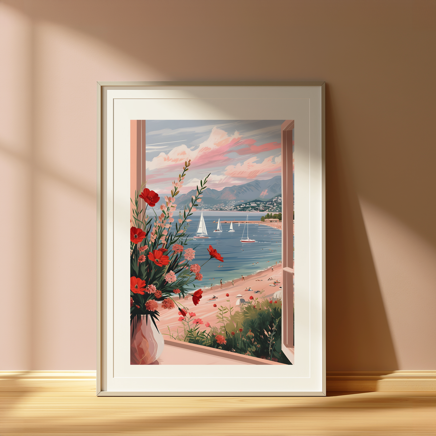 Mediterranean Coastal Print – French Seaside Landscape Wall Art – Summer Travel Decor