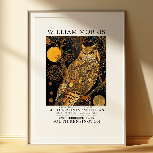 William Morris Barn Owl Print | Vintage Botanical Wall Art | Autumn Owl Poster | Cottagecore Decor