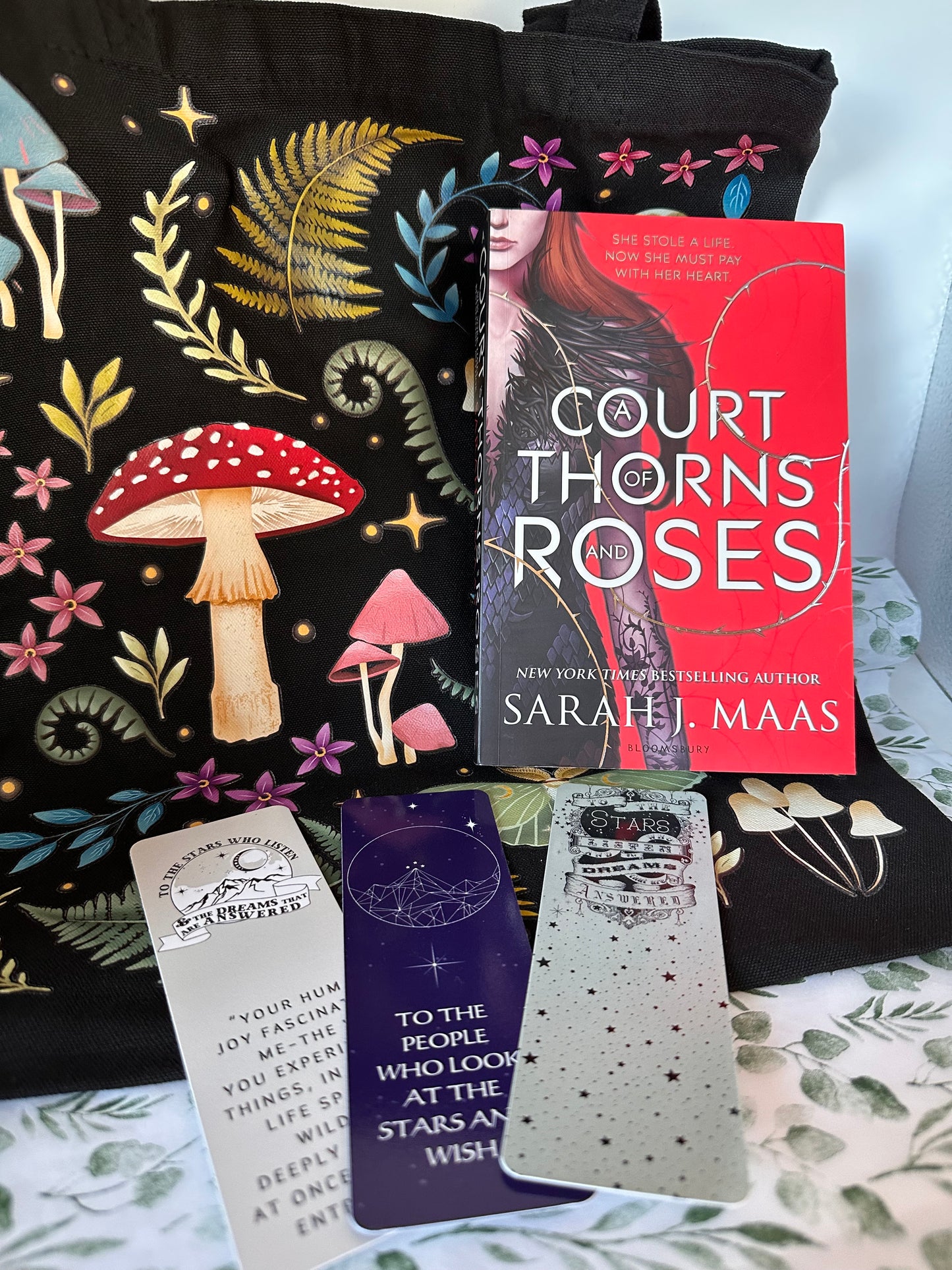 A Court of Thorns and Roses OOP Cover Gift Set Tote Bag Book & Bookmarks ACOTAR | Sarah J Maas Fans