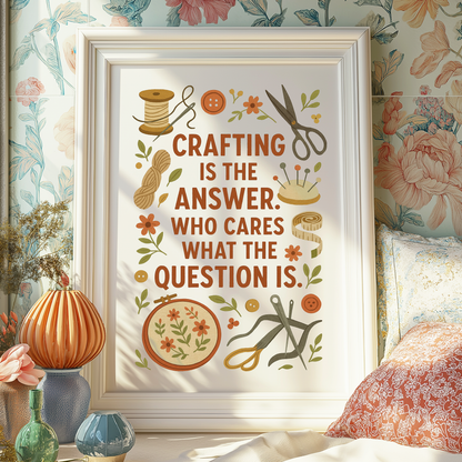 “Crafting Is the Answer” Art Print | Wall Art for Crafters, Sewists & Makers