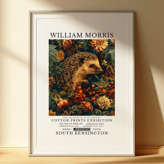 William Morris Hedgehog Print | Vintage Woodland Animal Art | Cottagecore Wall Decor