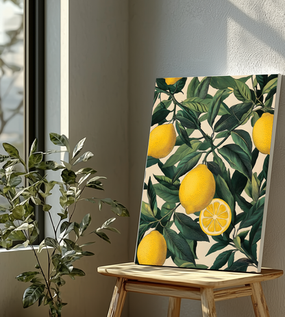 Vintage Lemon Botanical Print | Mediterranean Kitchen Wall Art | Citrus Fruit Illustration