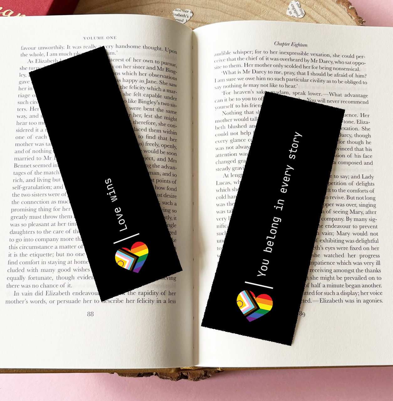 Pride Heart Bookmark – “Love Wins” & “You Belong in Every Story” | Bookmark