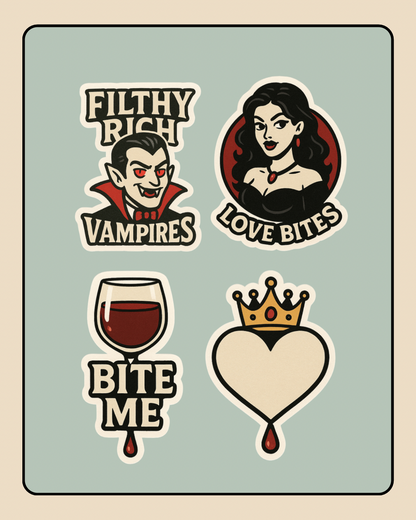 Vampire Sticker Set | Gothic Aesthetic Stickers | “Bite Me” “Love Bites” • Vampire Quotes