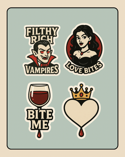 Vampire Sticker Set | Gothic Aesthetic Stickers | “Bite Me” “Love Bites” • Vampire Quotes