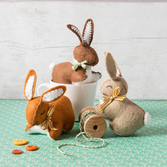 Corinne Lapierre Wool Mix Felt Craft Kit Bunnies | DIY Sewing Craft Set