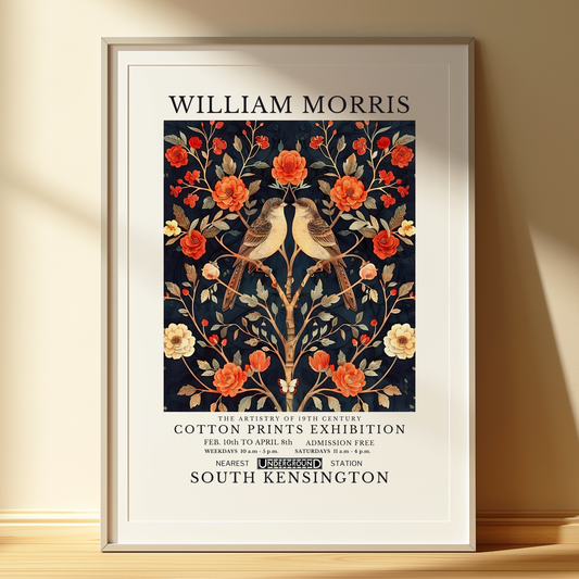 William Morris Inspired Art Print | Vintage Birds in Love | Cottagecore Wall Art for Home Décor