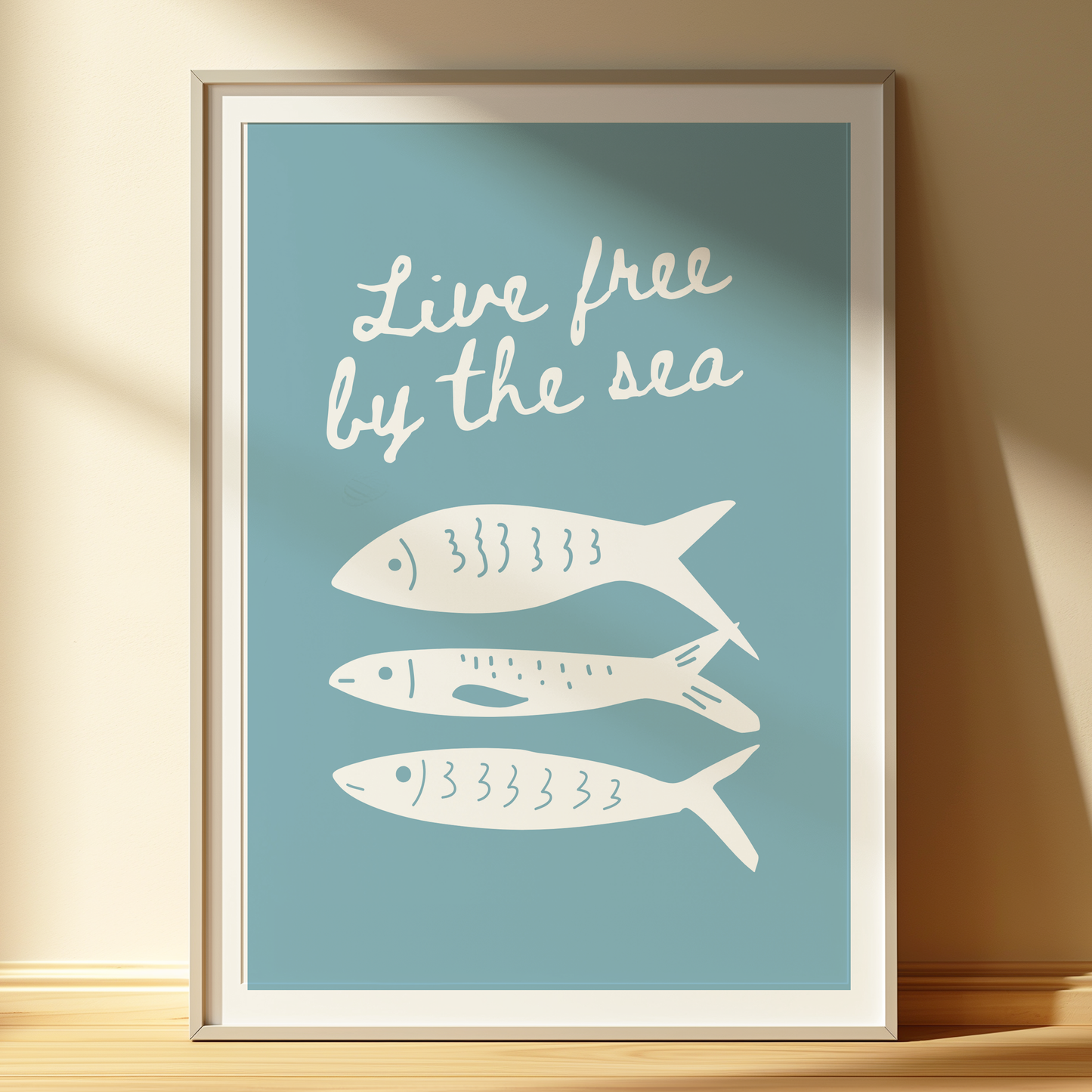 Live Free by the Sea Print | Coastal Wall Art | Nautical Fish Poster | Beach House Decor