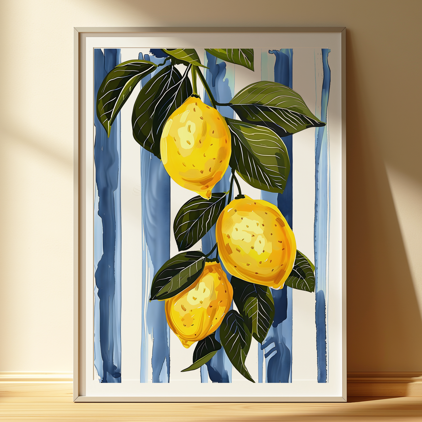 Amalfi Coast Lemon Botanical Print | Mediterranean Kitchen Wall Art | Citrus Fruit Illustration