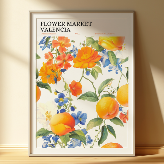 Flower Market Valencia – Cottagecore Botanical Art Print