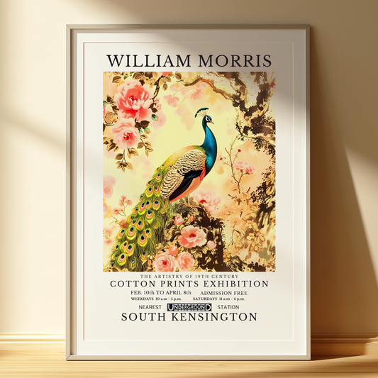 William Morris Inspired Peacock Art Print | Cottagecore | Wall Art Home Decor